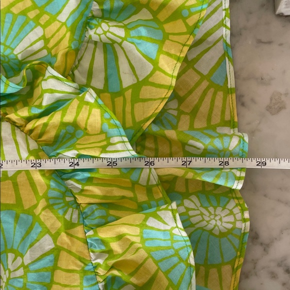 LILLY PULITZER Flor Pink Label Strapless Ruffle Mini Dress Green Yellow VTG - Picture 16 of 17